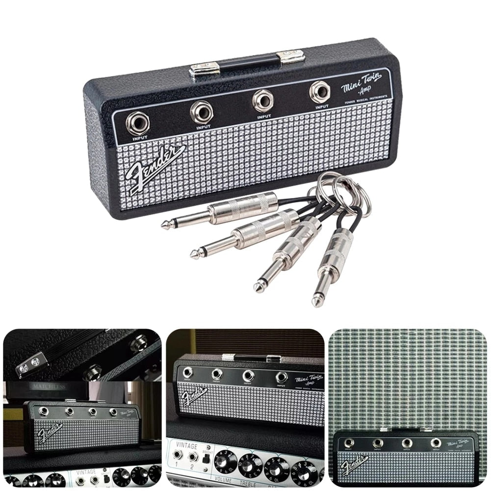 Marshall or Fender Amplifier Jack Rack Key Holder - 4 Plugs Wall Mounting Key Storage