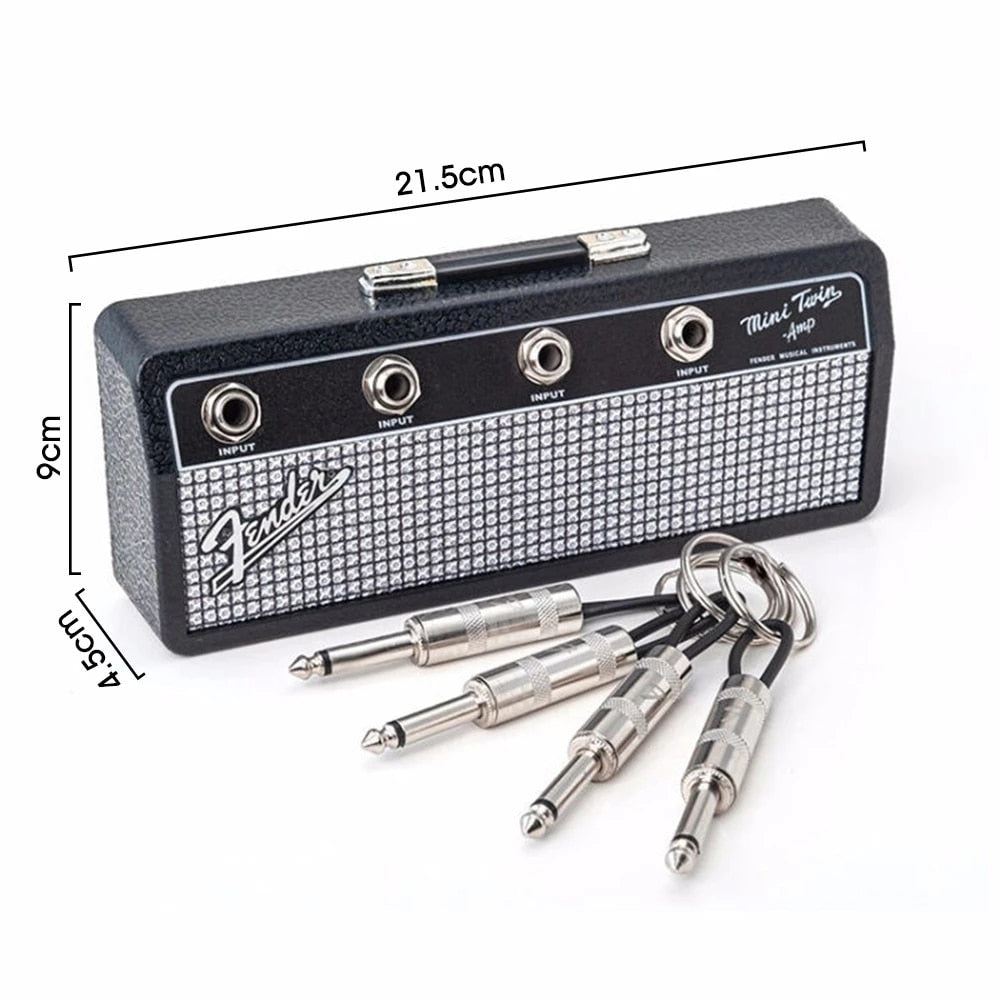 Marshall or Fender Amplifier Jack Rack Key Holder - 4 Plugs Wall Mounting Key Storage
